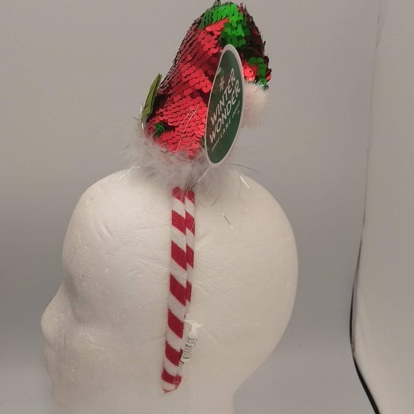 🌷‼️5/$20 Winter Wonder Lane Christmas Holiday Elf 4" Sequin Red Green Headband - Picture 5 of 10